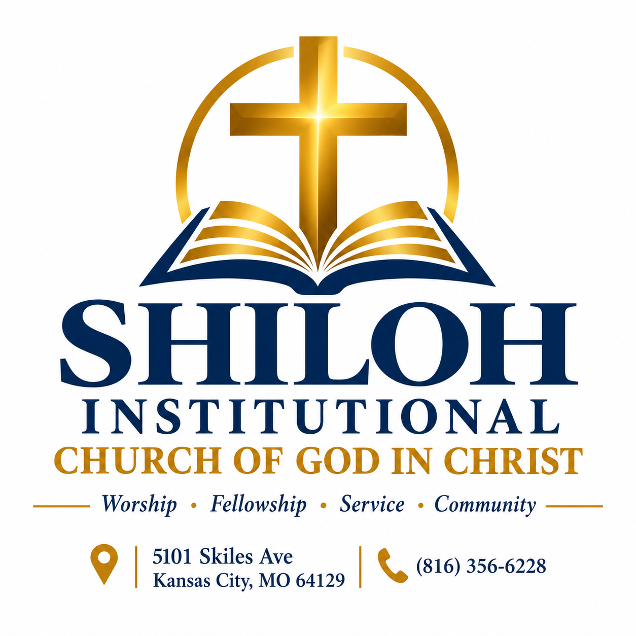 Shiloh cross and open Bible logo